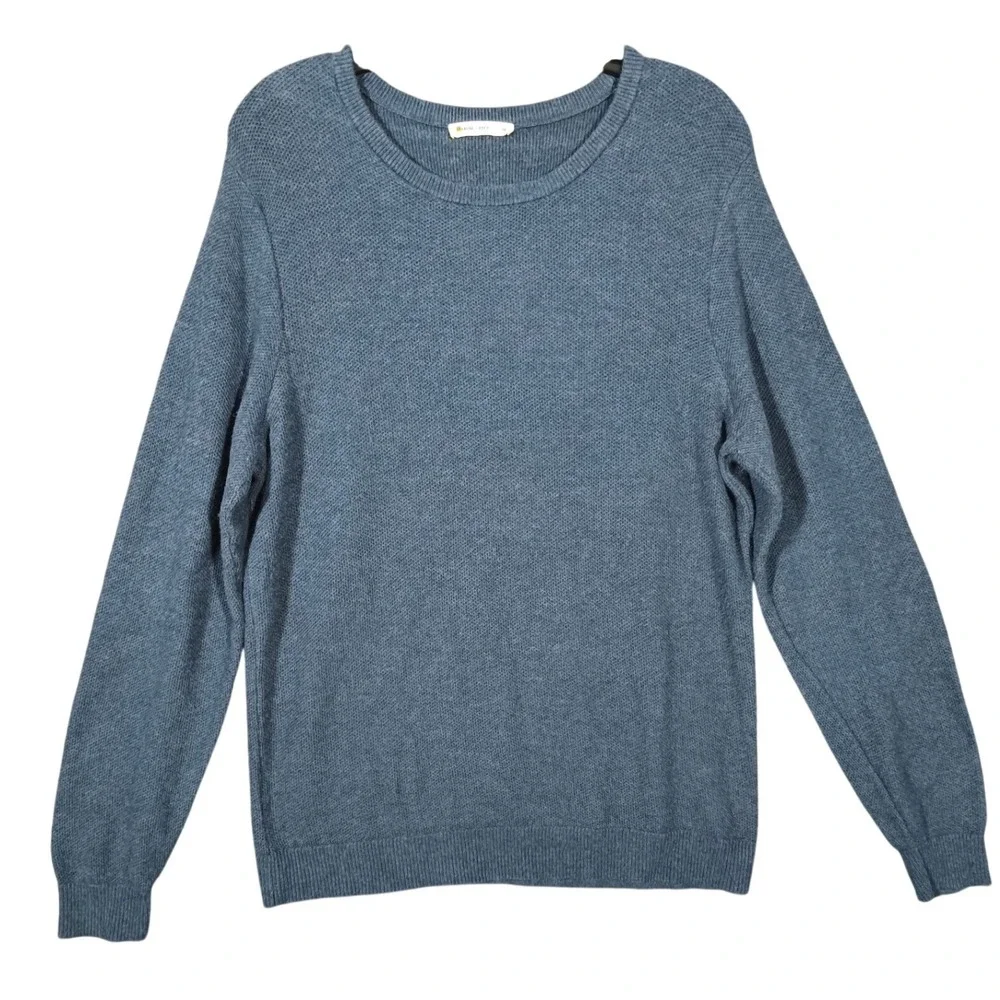 Marine Layer Mens Blue Merino Wool Blend Textured Crewneck Sweater Size M
